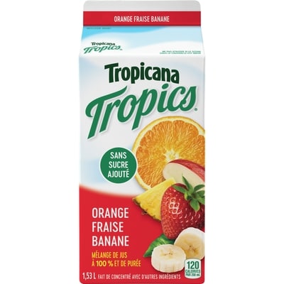 Tropicana Jus orange, fraise at banane 1530 ml, 0,42 $/100ml