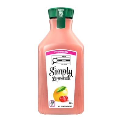 Simply Juice Lemonade with Raspberry Bottle 2.25 l, $0.36/100ml