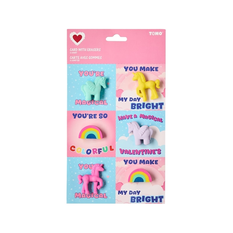 Valentine's Day Cards with Erasers 6 Pack - Fairytale