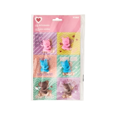 Tomo Valentine's Day Cards with Erasers 6 Pack - Animals 1 ea, $3.00/1ea