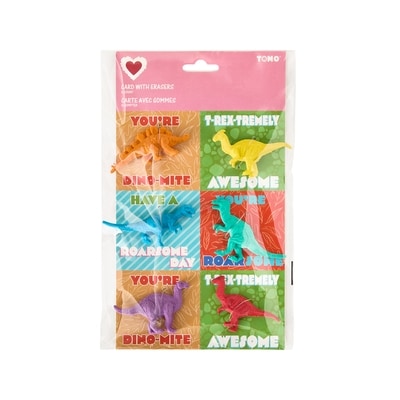 Tomo Lot de 6 cartes de la Saint-Valentin avec gommes à effacer – dinosaures 1 ea, 3,00 $/1ch