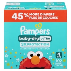 Pampers Baby Dry Ultra Diapers, Size 4 (22-37 lbs), 102 Count, Absorbent Disposable Diapers 102 ea, $0.33/1ea