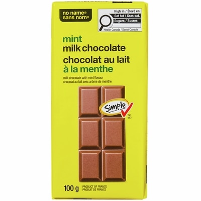 Sans Nom Tablette de chocolat au lait à la menthe 100 g, 2,69 $/100g