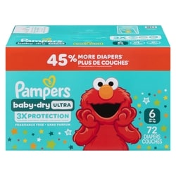 Pampers Baby Dry Ultra Diapers, Size 6 (23-44 lbs), 72 Count, Absorbent Disposable Diapers 72 ea, $0.47/1ea