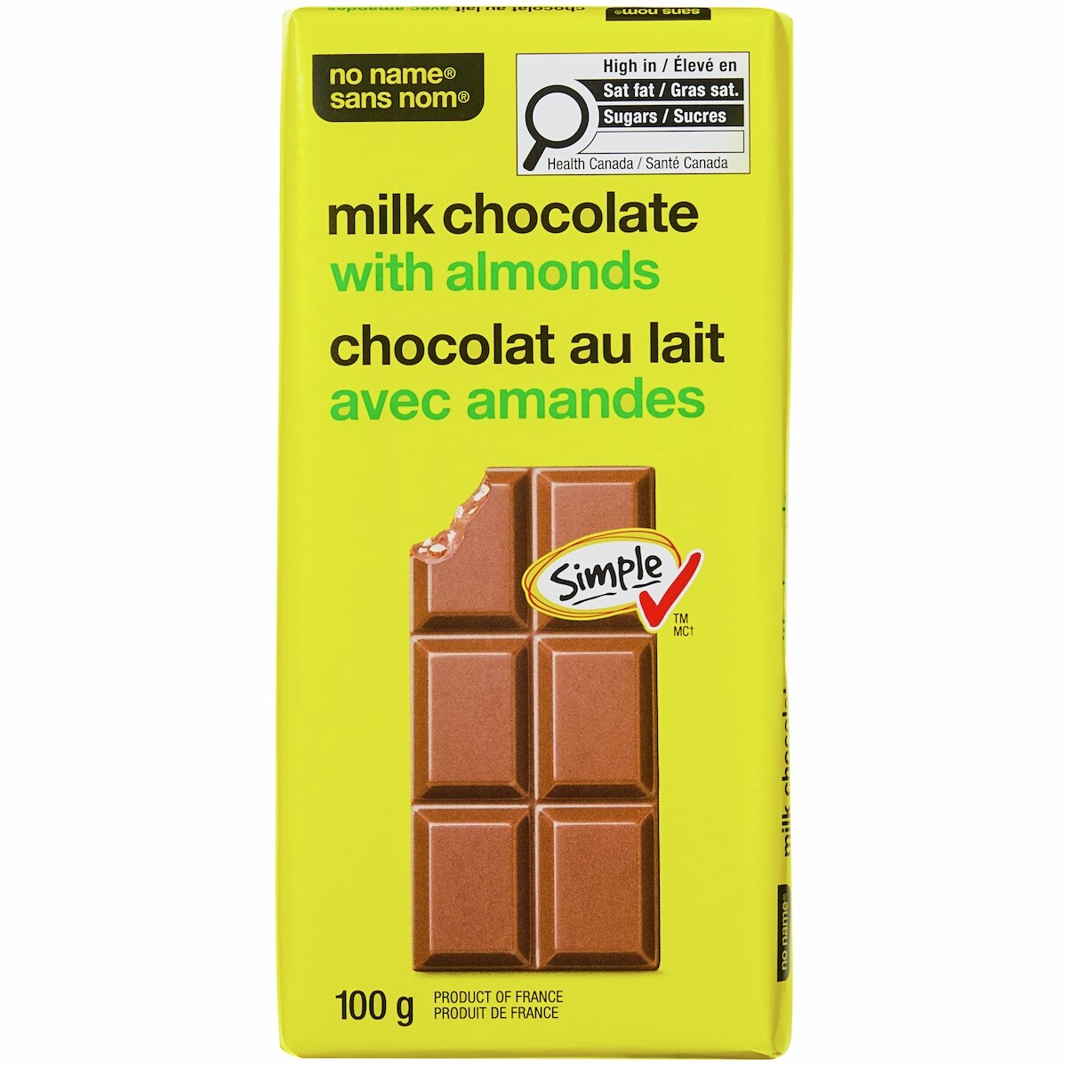 No Name Milk Chocolate with Almonds Bar