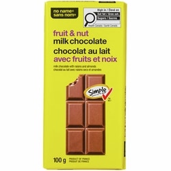 No Name Fruit and Nut Milk Chocolate Bar 100 g, $2.00/100g