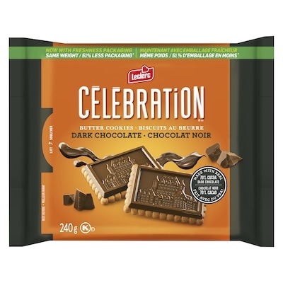 Leclerc Biscuits au beurre chocolat noir Célébration 240 g, 2,29 $/100g