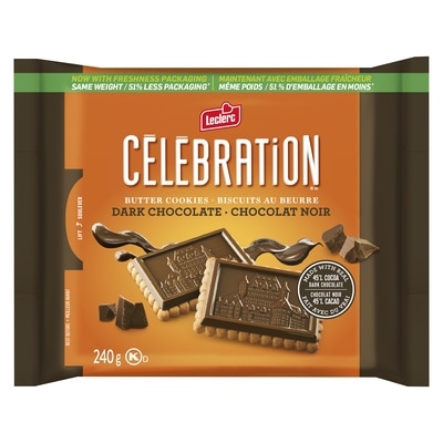 Leclerc Celebration Butter Cookies Dark Chocolate 240 g, $2.29/100g