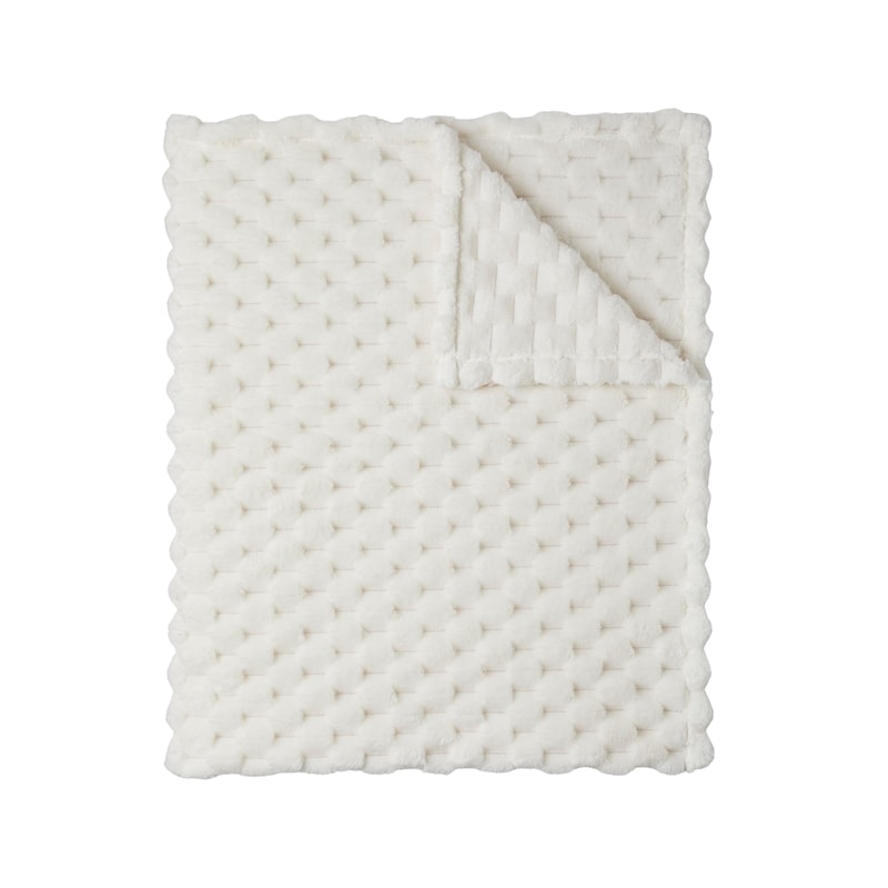 Plush Check Throw - Cream