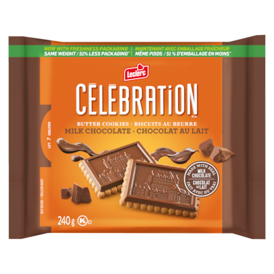 Leclerc Biscuits au beurre chocolat au lait Célébration 240 g, 2,29 $/100g