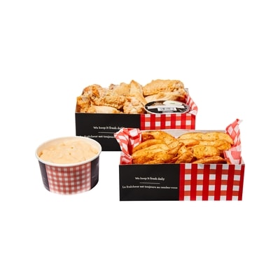null 14 Chicken Wings with Wedges and Mac & Cheese (Available After 11am) 895 g, $2.01/100g