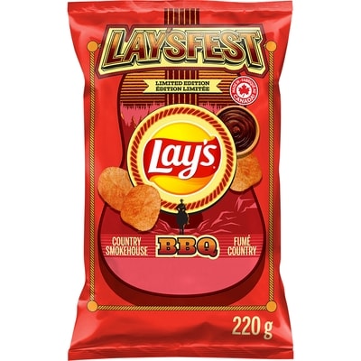Lay's Country Smokehouse BBQ Flavoured Potato Chips 220 g, $1.77/100g