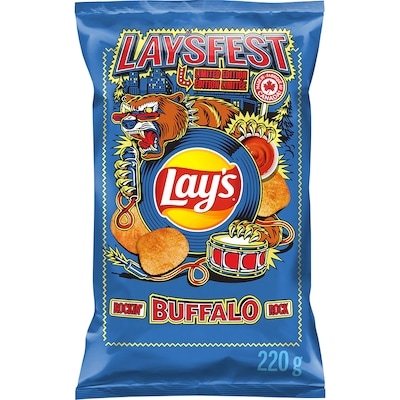 Lay's Rockin' Buffalo Flavoured Potato Chips 220 g, $2.04/100g