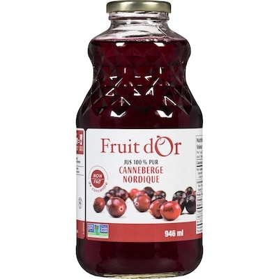 Fruit d’Or Jus 100 % pur canneberge nordique 946 ml, 0,93 $/100ml