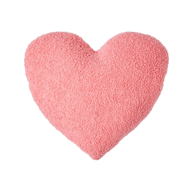 Faux Sherpa Heart Shaped Pillow - Pink