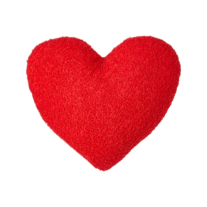 Faux Sherpa Heart Shaped Pillow - Red