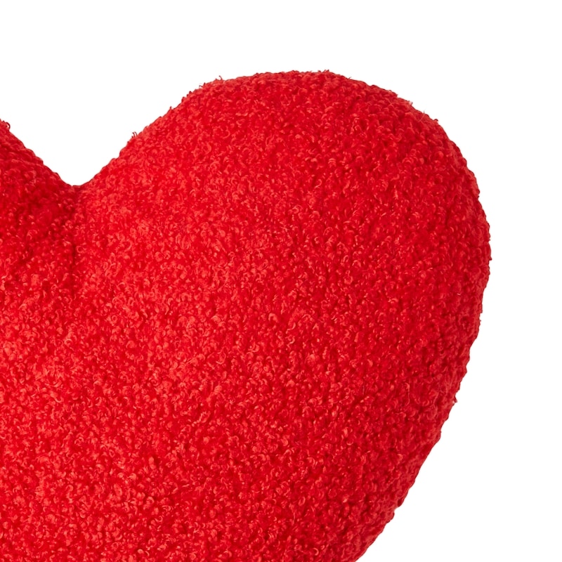 Faux Sherpa Heart Shaped Pillow - Red