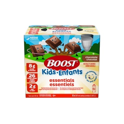 Nestle Health Science BOOST supplément nutritionnel enfants Essentiels Chocolat 4-12 ans paquet de 6 6x237.0 ml, 6,32 $/100ml