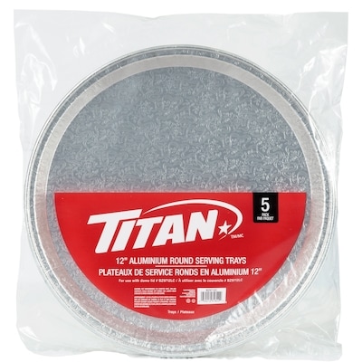 Titan Plateaux de service ronds en aluminium de 12" 5/Pqt 1 ea, 4,79 $/1ch