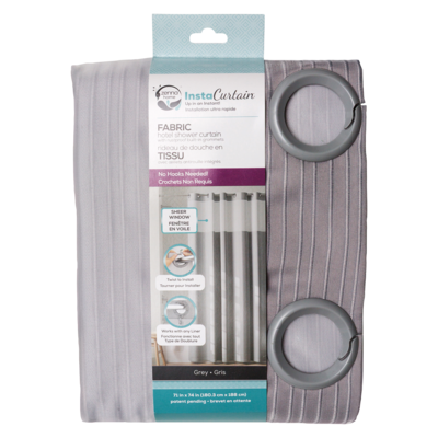  Rideau de douche en tissu, gris 1 ea, 30,00 $/1ch