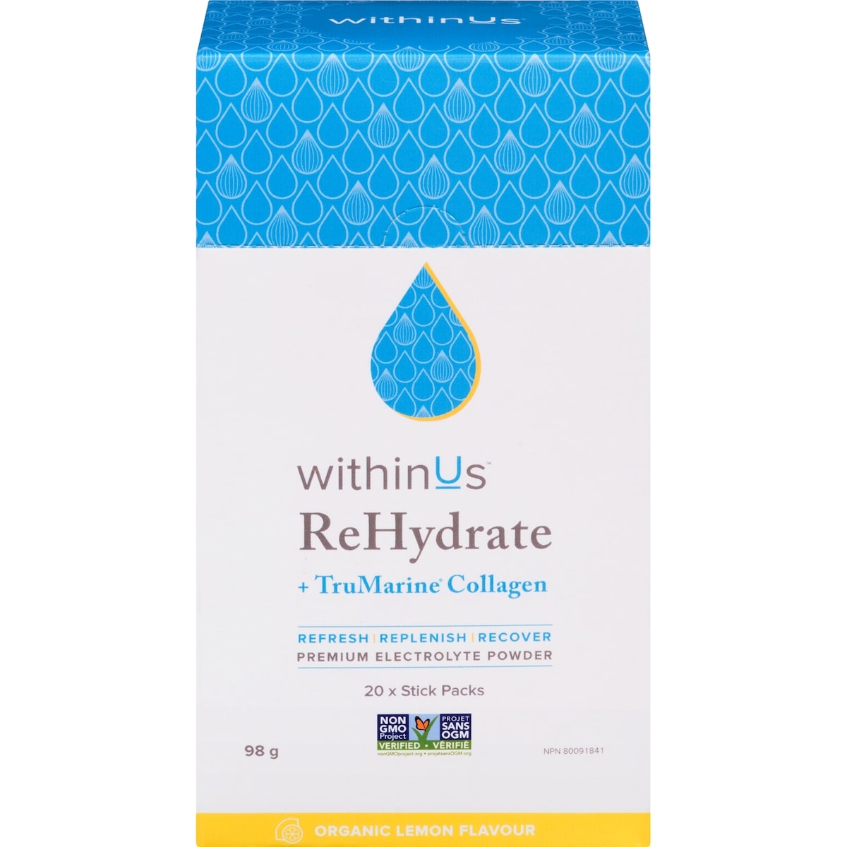 WithinUs Premium Electrolyte Powder Organic Lemon Flavour 20x4.9 g, $31.11/100g