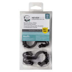 Zenna Home Double Shower Hooks, Matte Black, 12 Pack 1 ea, $10.00/1ea