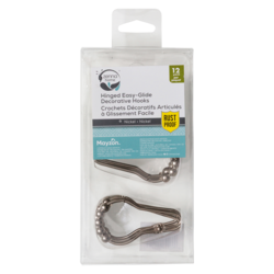 Zenna Home Hinged Shower Curtain Hooks, Nickel, 12 Pack 1 ea, $10.00/1ea