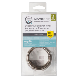 Zenna Home Decorative Shower Rings, Nickel, 12 Pack 1 ea, $7.00/1ea