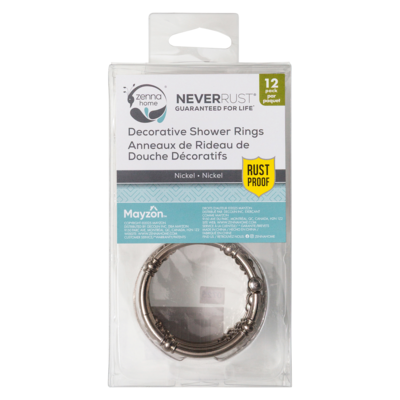 Zenna Home Decorative Shower Rings, Nickel, 12 Pack 1 ea, $10.00/1ea