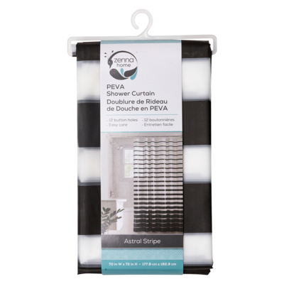  Doublure de rideau de douche en PEVA, stripe 1 ea, 10,00 $/1ch