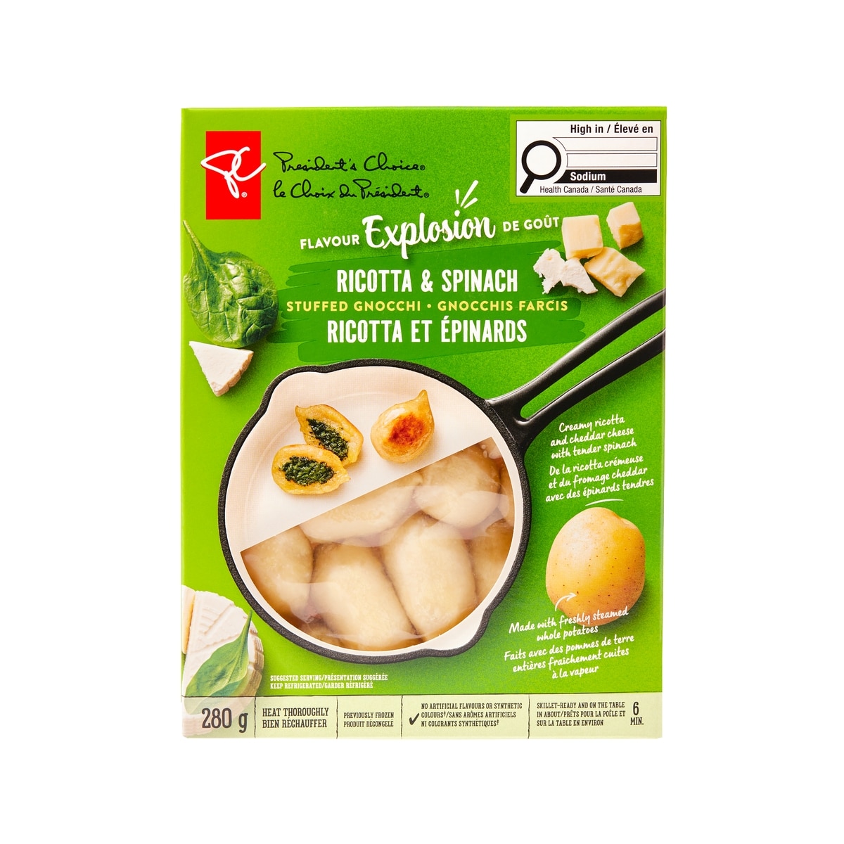 le Choix du Président Gnocchis farcis ricotta et épinards  280 g, 1,79 $/100g