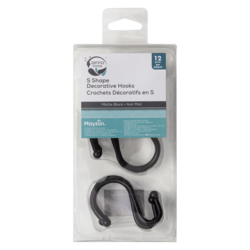 Zenna Home S Shape Decorative Hooks, Matte Black, 12-Pack 1 ea, $10.00/1ea