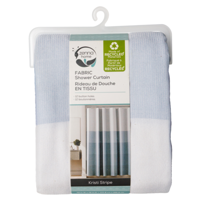 Zenna Home Fabric Shower Curtain, Kristi Stripe Blue 1 ea, $15.00/1ea