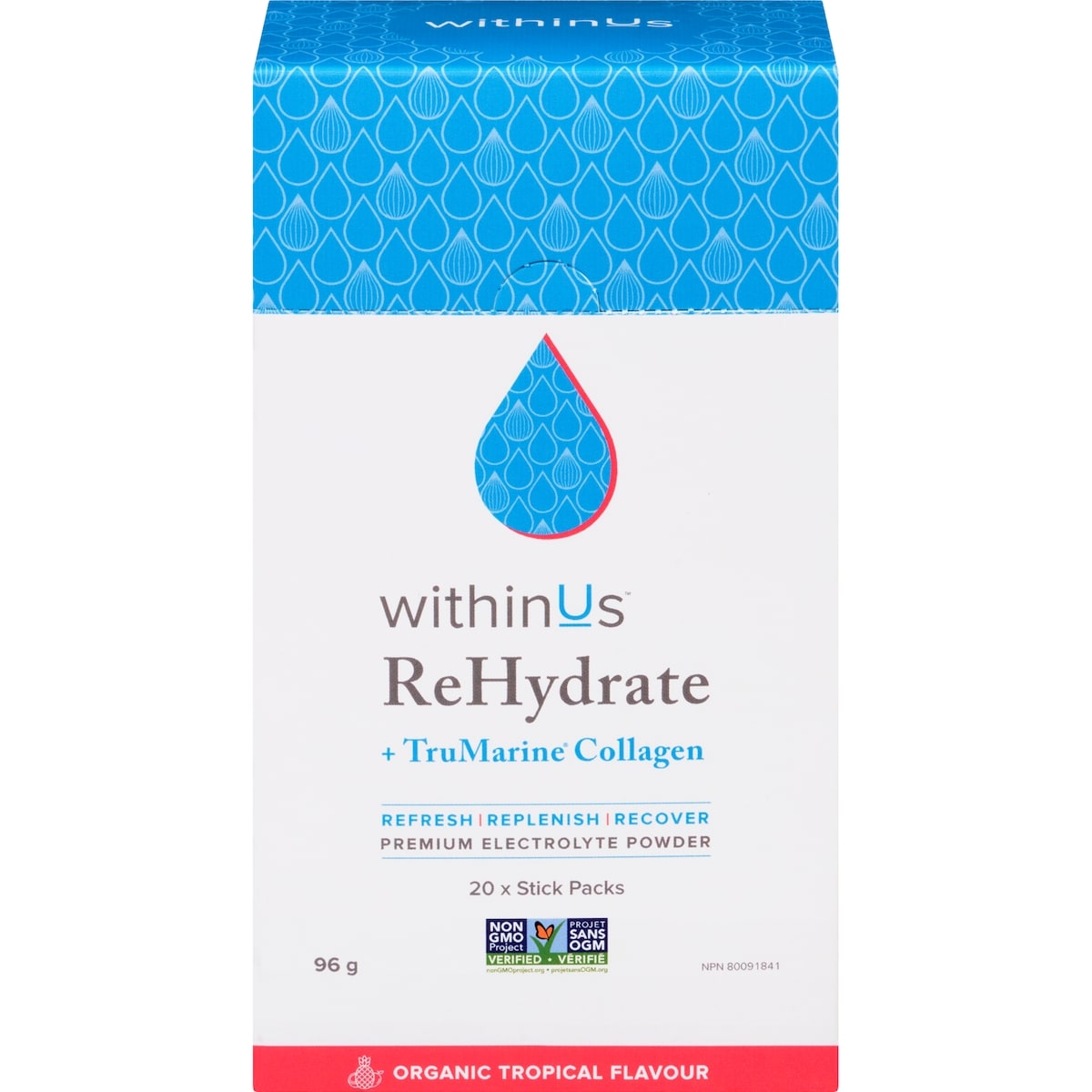 WithinUs Premium Electrolyte Powder Organic Tropical Flavour 20x4.8 g, $31.76/100g
