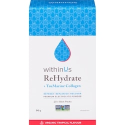 WithinUs Premium Electrolyte Powder Organic Tropical Flavour 20x4.8 g, $34.36/100g