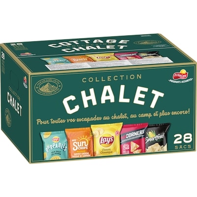 Frito-Lay Emballage de produits assortis, grignotines aromatisées, Collection Chalet, 28 unités 28x22.29 g, 2,40 $/100g
