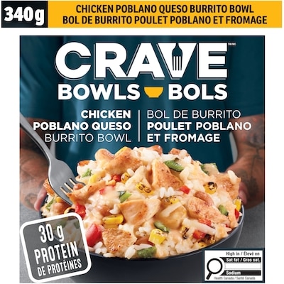 Crave Chicken Poblano Queso Burrito Bowl 340 g, $1.18/100g