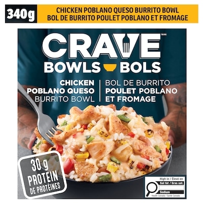 Crave Bol burrito au poulet poblano queso 340 g, 1,91 $/100g