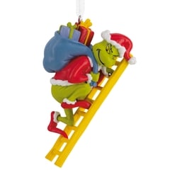 Hallmark Ornament, Resin Figural Grinch on Ladder 1 ea, $13.00/1ea