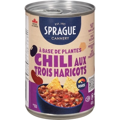 Sprague Complément de repas végétalien chili aux trois haricots 398 ml, 0,88 $/100ml