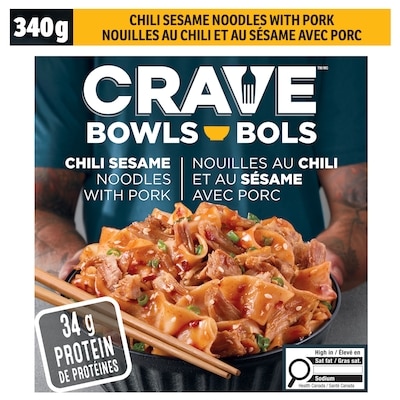 Crave Bol de nouilles au porc chili sésame 340 g, 1,91 $/100g