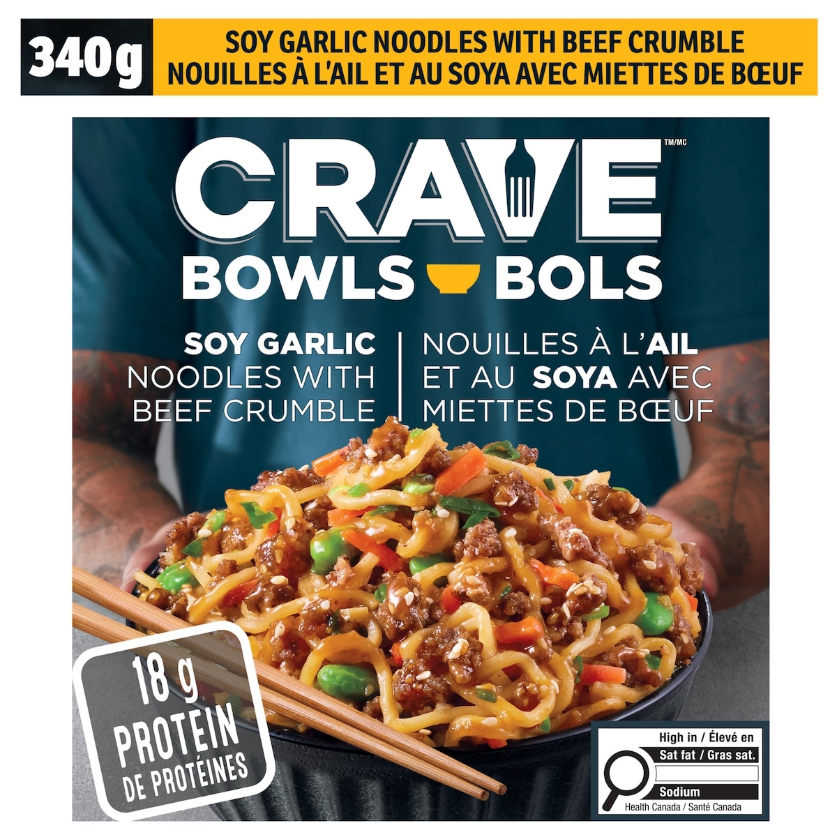 Crave Frozen Noodle Bowl Soy Garlic With Beef Crumbles