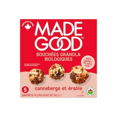 Made Good Bouchées Granola Canneberge et Érable 120 g, 4,58 $/100g