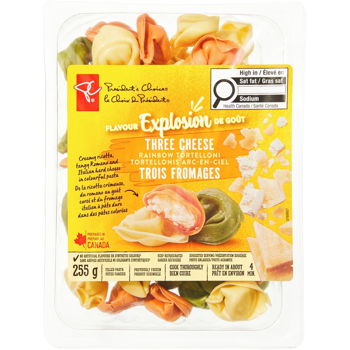 le Choix du Président Tortellonis arc-en-ciel trois fromages Explosion de goût 600 g, 1,50 $/100g