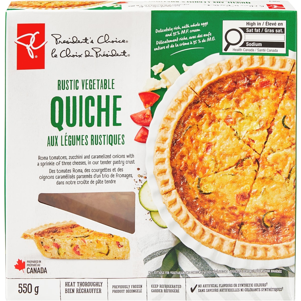 le Choix du Président Quiche aux légumes rustiques 550 g, 1,82 $/100g