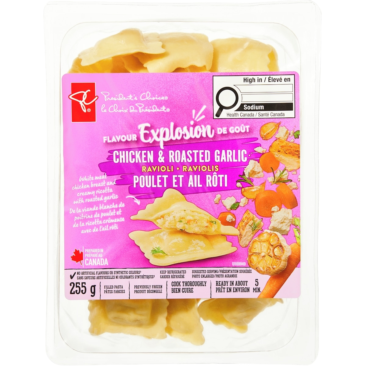 le Choix du Président Raviolis poulet et ail rôti 255 g, 1,96 $/100g