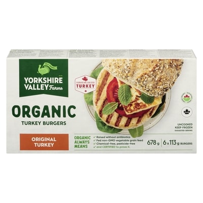 Yorkshire Valley Farms Organic Turkey Burgers Original Turkey 678 g, $2.95/100g
