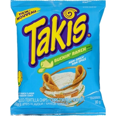 Takis Chips tortilla roulées saveur buckin' ranch non épicé 80 g, 2,49 $/100g