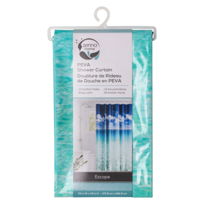  Doublure de rideau de douche en PEVA, Escape 1 ea, 10,00 $/1ch