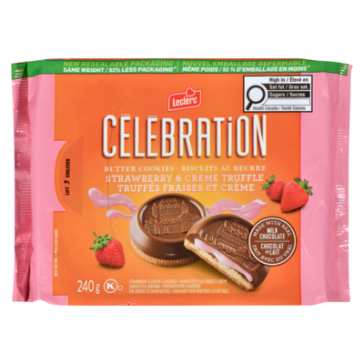 Leclerc Celebration Butter Cookies Strawberry & Creme Truffle 240 g, $2.41/100g